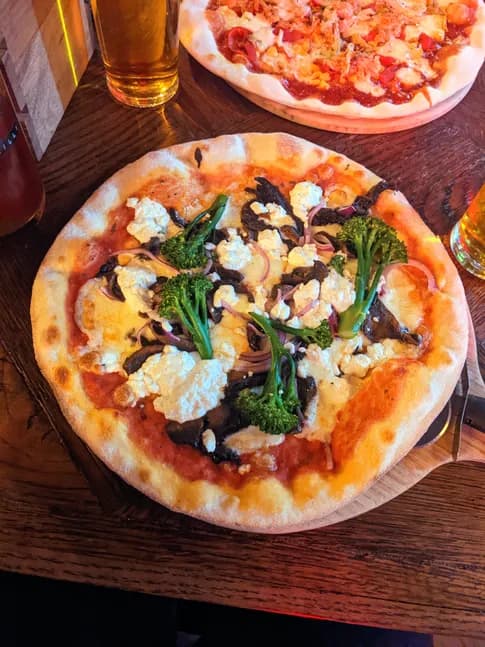 Mushroom pizza at The Stable