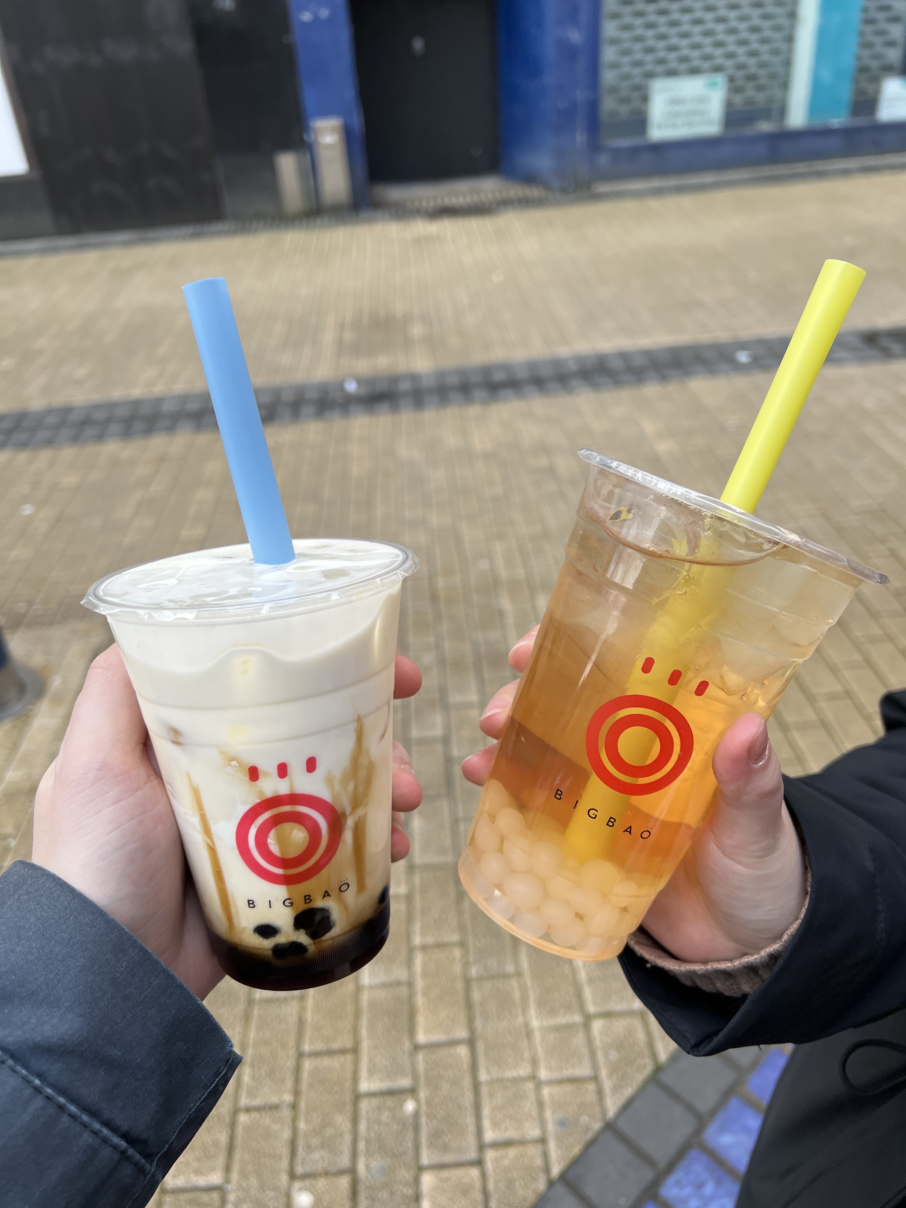 Big Bao Classic Brown Sugar Bubble Tea and Peach Bubble Tea